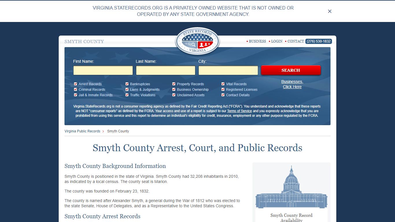 Smyth County Arrest, Court, and Public Records